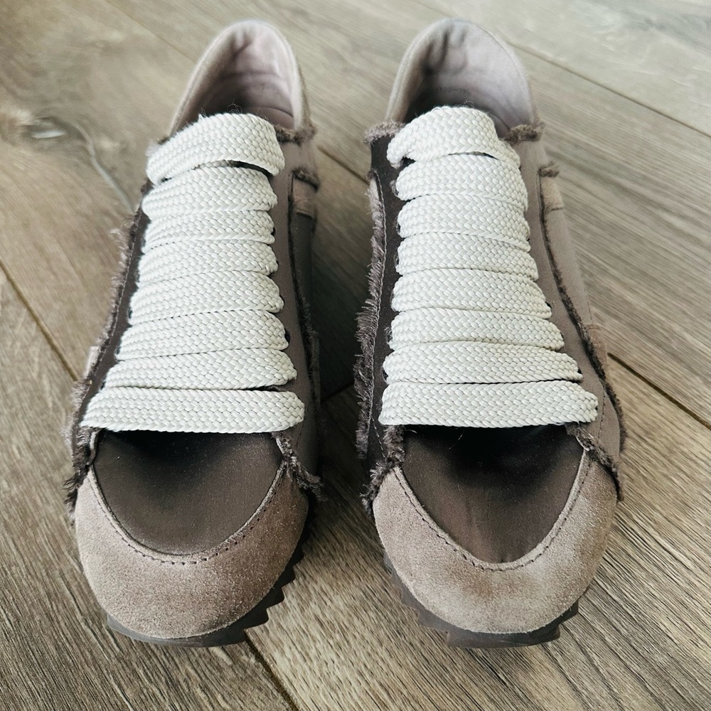 Pedro Garcia Cristina Satin Lace-Up Trainer Sneakers
